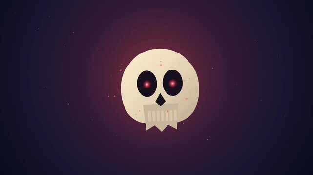 Creepy floating skull with glowing eyes on a dark gradient background for Halloween