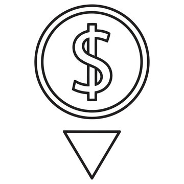 Dollar Coin with Down Arrow Icon