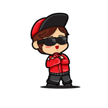Chibi Racing Driver Character in Red Jacket Isolated