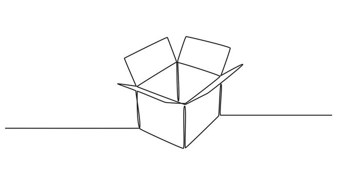box package icon full length animation continuous one line drawing, box package icon delivery line gift storage cardboard doodle continuous container. a simple shipping package delivery box.pro