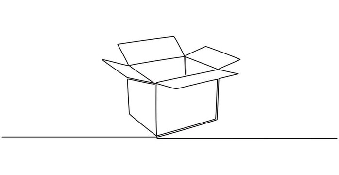 box package icon full length animation continuous one line drawing, box package icon delivery line gift storage cardboard doodle continuous container. a simple shipping package delivery box.pro