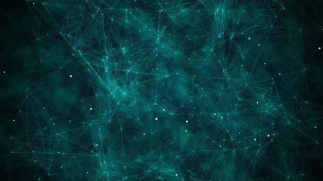 Abstract digital network plexus animation background connecting data nodes loop