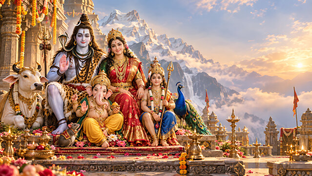 Magnificent Shiva Parivar Ganesh Ganpati Bappa &ndash; Maha Shivratri, Ganesh Chaturthi, Ganesh Jayanti, Gauri Ganpati, Skanda Sashti, Kartik Purnima, Navratri Festival