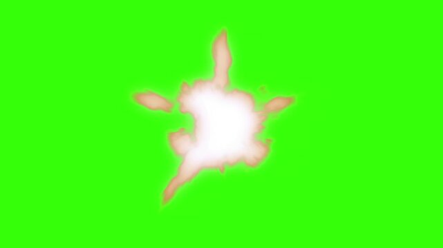 Bright muzzle flash explosion animation for action film video footage