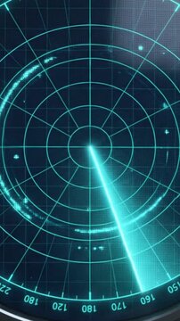 Digital radar screen scanning for targets on a dark background