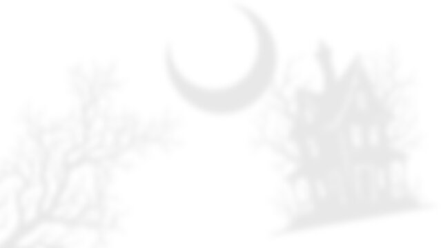 Haunted House Shadow, Crescent Moon and Bare Tree Halloween Overlay