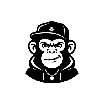 Cool monkey character wearing hoodie and cap.