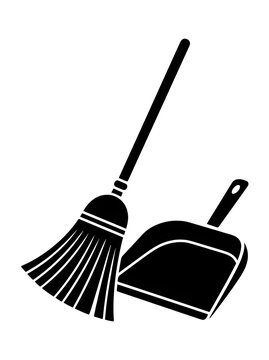 broom and dustpan vector 