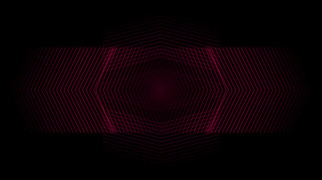 Abstract geometric red light flares pulse with hexagonal patterns in dark cinematic motion