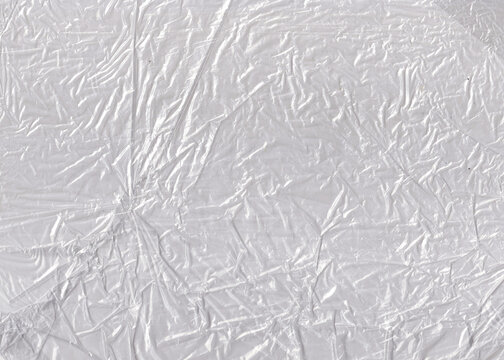 White Crumpled Plastic Texture Background