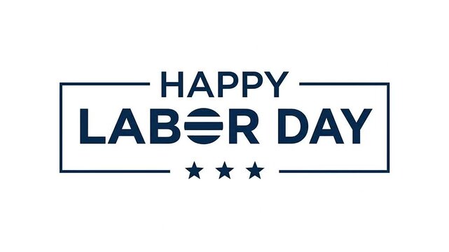 Happy Labor Day holiday text animation with stars and rectangular frame