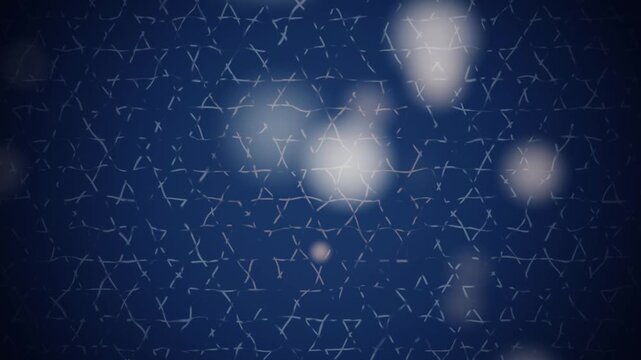 Abstract blue geometric pattern motion background with glowing bokeh lights loop