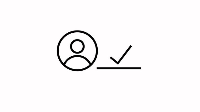 Animated user account verification icon drawing itself on white background digital graphic.