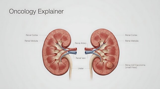 Cancer oncology explainer of kidney renal cell carcinoma anatomy