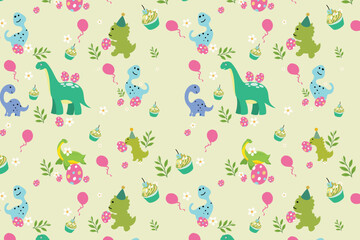 Colorful Party Jungle Streamers Birthday Seamless Pattern for Scrapbook paper, Digital paper, children Book covers, fabric © uniqueworld888