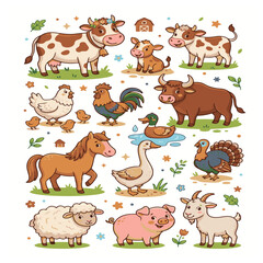 Obraz premium farm animals collection