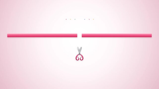 Minimalist Illustration of Scissors Cutting a Pink Line for Coupons or Vouchers