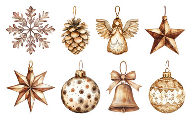 Fototapeta premium PNG Vintage Christmas ornament collection illustration, element set on transparent background