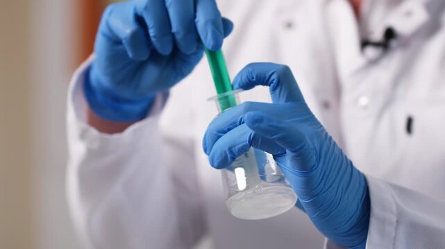 Scientist performing test tube research in a laboratory setting