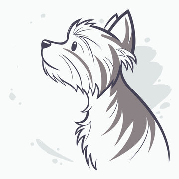 Yorkshire terrier logo designed using soft watercolor brushstroke style vector illustration