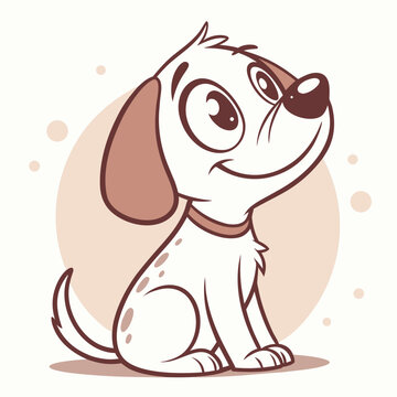 Cute puppy logo created in cartoon style with soft color palette vector illustration
