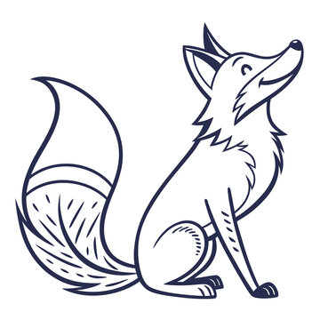 Fox logo in refined line art style playful and modern vector illustration