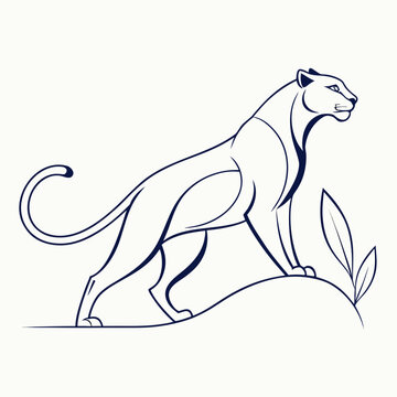 Leopard logo executed in minimal monoline style for fashion brand vector illustration