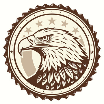 Eagle head logo crafted in vintage badge style vector illustration