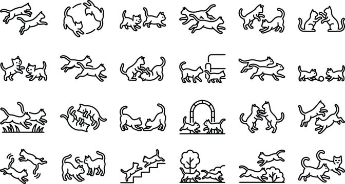 Cats, feline, play, vector, graphic, illustration,Adobe Illustrator Artwork