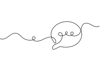 Obraz premium Typing speech bubble minimalist outline art showing chat message symbol with editable stroke vector.