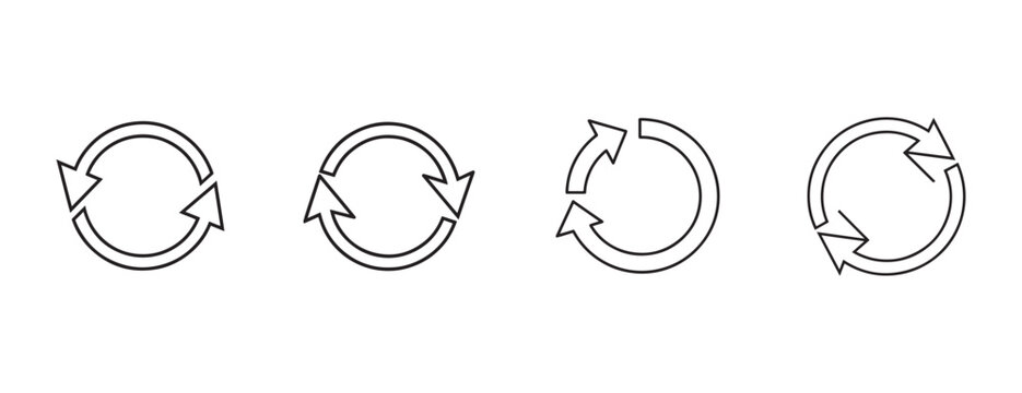 Circular arrows icons set for recycle or repeat concepts  various designs for business and technology use