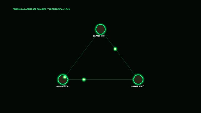 Emerald Bull Arbitrage Triangular Network Trading Stock Market Motion Graphics Loop