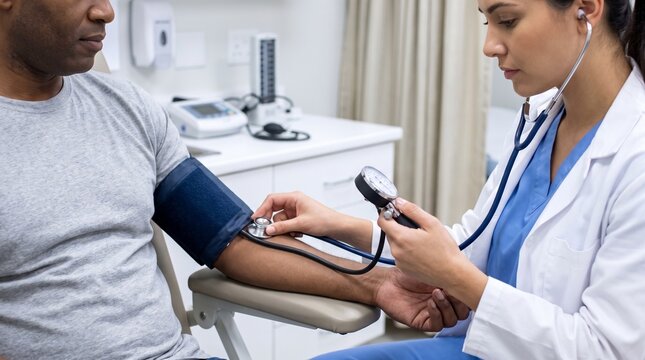 Healthcare Professional Measuring Patient Blood Pressure