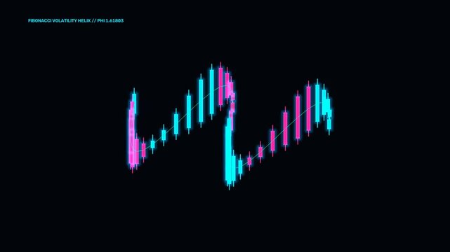 Quant Cyan Fibonacci Candlestick Helix Trading Stock Market Motion Graphics Loop