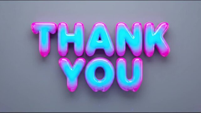 Pink and blue melting slime THANK YOU typography animation with dripping liquid slime text effect