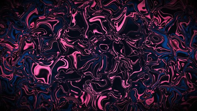 Abstract liquid marble motion background with pink and blue swirling fluid loop