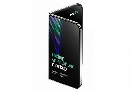 Folding Smartphone Mockup for App and Screen Design Presentation