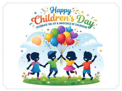 Happy childrens day illustration with kids