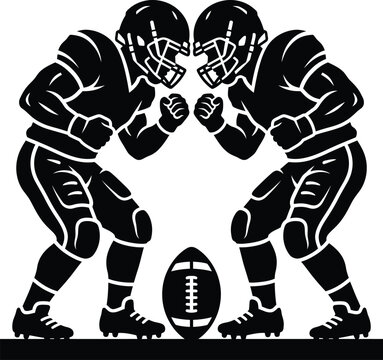American Football Players Face-Off Silhouette