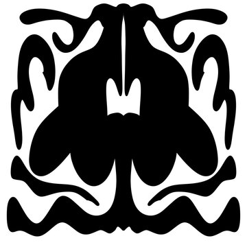 Black inkblot symmetry abstract silhouette rorschach style psychological test decorative ornamental stencil pattern