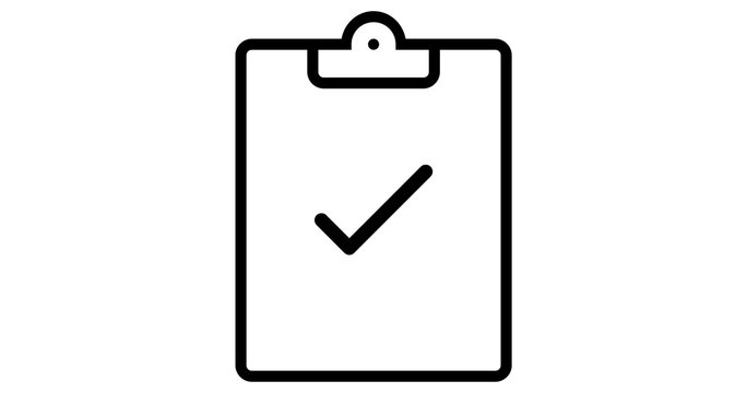 Clipboard check icon flat outline in black png