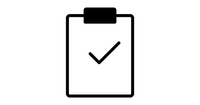 Clipboard check icon flat outline in black png