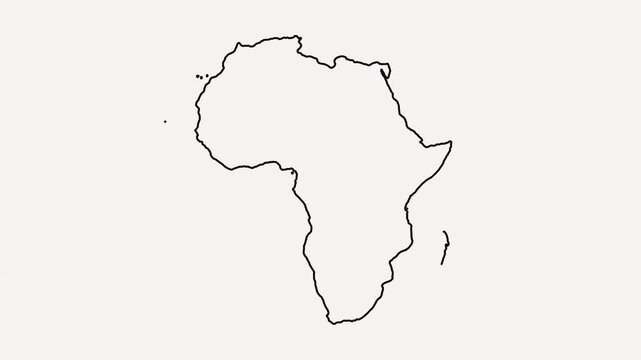 Minimalist line art outline of the african continent