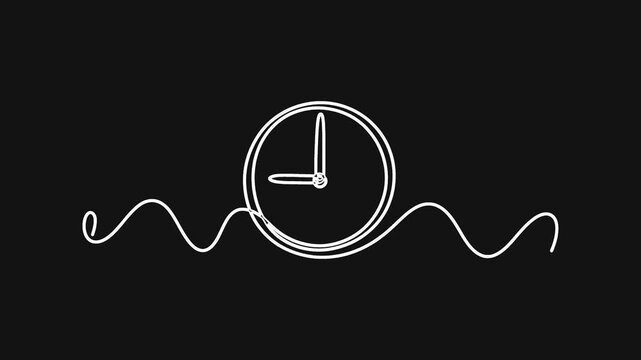 Minimalist line art illustration of a circle with flowing wave patterns