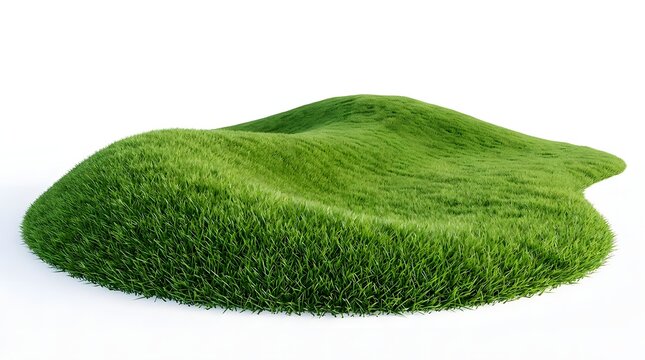 Close-up of a realistic green artificial grass patch on transparent background for design use