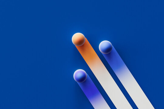 3D Business Growth and Performance Infographic on Blue