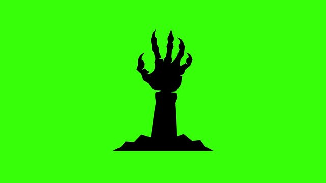 Seamless Zombie Hand Loop Animation on Green Screen Background Representing Halloween Horror