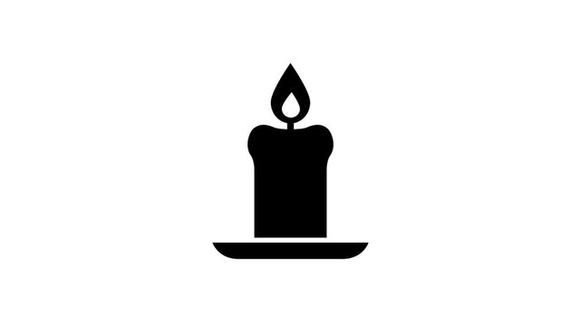 Burning Wax Candle Seamless Loop Animation on White Background Representing Cozy Relaxation Wellness Aromatherapy and Memorial Peace