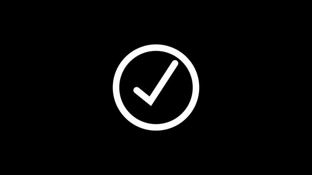 White check mark icon inside a circle isolated on transparent background
