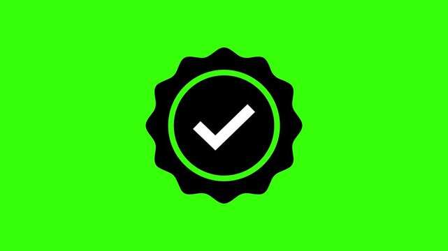 Badge Success Status Seamless Loop Animation on Green Screen Representing Security Authorization and Business Transaction Approval Compliance
